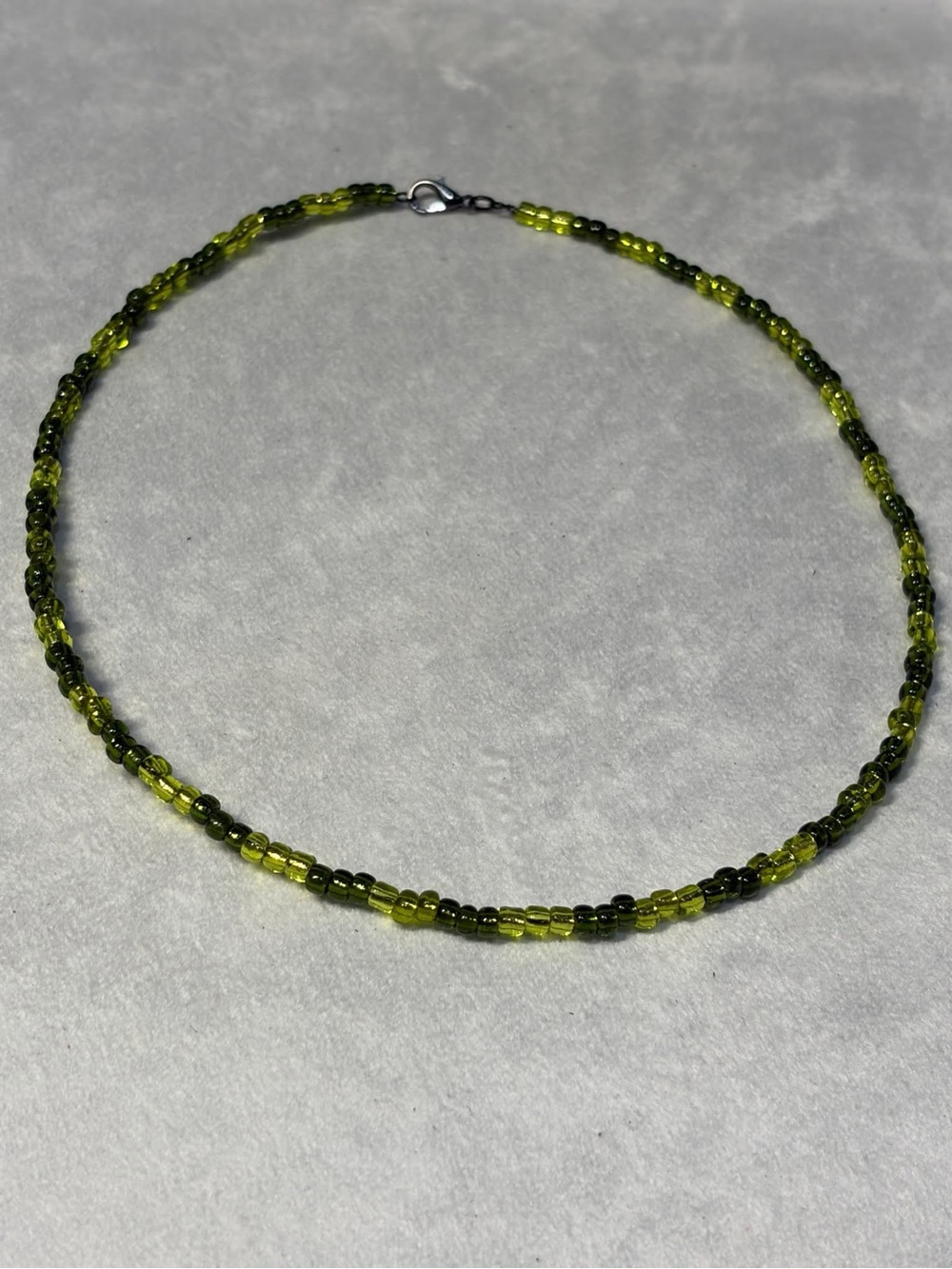 Olive and Dark Green Seed Bead Choker Necklace